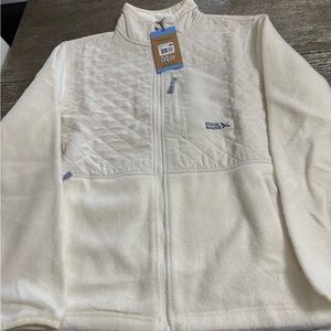 Eddie Bauer Cream Quilted Fleece Jacket NWT Large